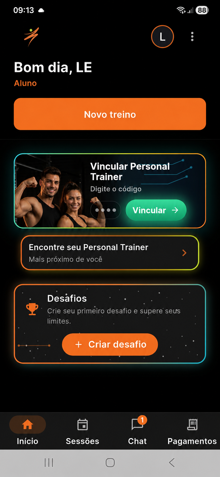 Tela atualizada do app Athletic Station